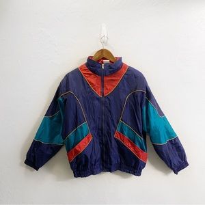 Vintage 90s Athletic Works Retro Blue Red Colorblock Light Weight Windbreaker M